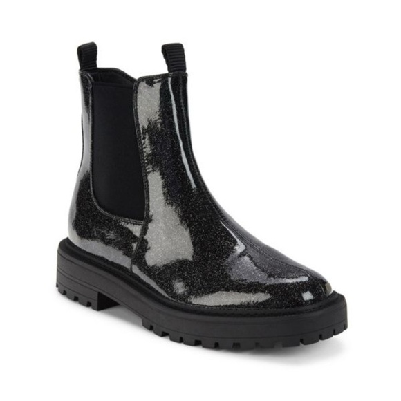 Sam Edelman Girls Black Glitter Laguna Chelsea Boot Combat Sz 4 New - Picture 1 of 7